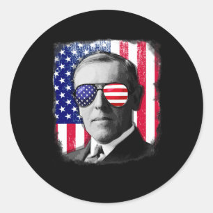 Woodrow Wilson US-Flagge 4. Juli Runder Aufkleber