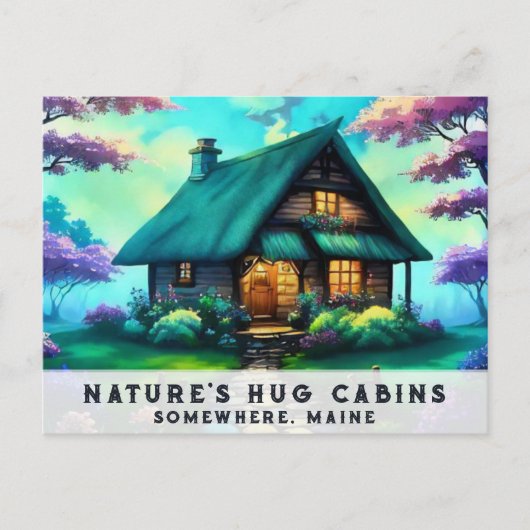 *~* Woods Cabin Colorful Fantasy Art AP49 Spring Postkarte (Vorderseite)