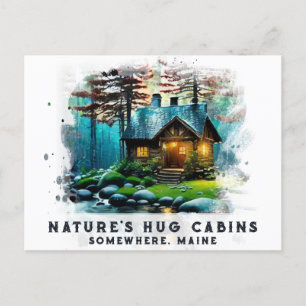 *~* Woods Cabin Lights AP49 Schneebemalung Postkarte