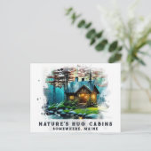 *~* Woods Cabin Lights AP49 Schneebemalung Postkarte (Stehend Vorderseite)
