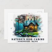 *~* Woods Cabin Lights AP49 Schneebemalung Postkarte (Vorne/Hinten)