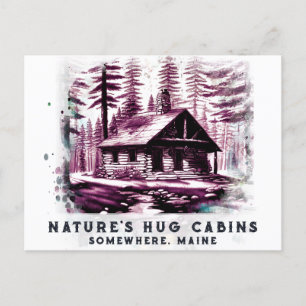 *~* Woods Cabin Sketched Art AP49 Sepia Reddish Postkarte