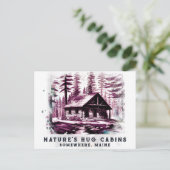 *~* Woods Cabin Sketched Art AP49 Sepia Reddish Postkarte (Stehend Vorderseite)