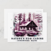*~* Woods Cabin Sketched Art AP49 Sepia Reddish Postkarte (Vorne/Hinten)