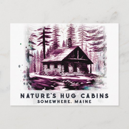 *~* Woods Cabin Sketched Art AP49 Sepia Reddish Postkarte (Vorderseite)