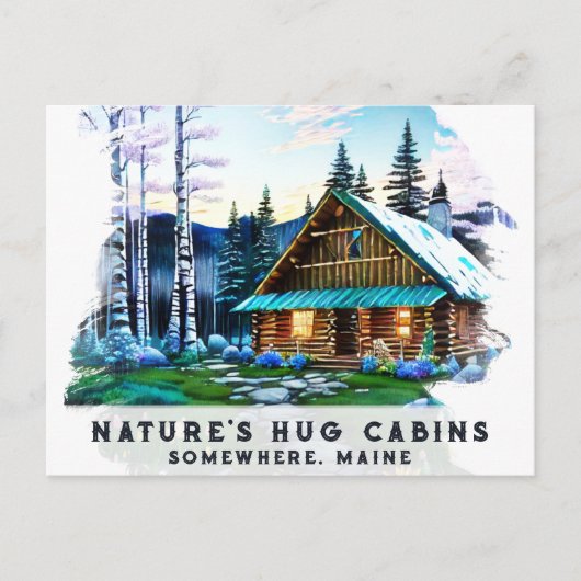*~* Woods Cabin Stream AP49 Schneebemalung Postkarte (Vorderseite)