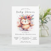 Woods Custom Owl Baby Dusche Einladung (Stehend Vorderseite)