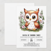 Woods Editable Digital Owl Birthday Einladung (Vorne/Hinten)
