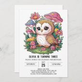 Woods Editable Digital Owl Birthday Einladung (Vorne/Hinten)