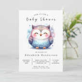 Woods Editable Owl Baby Dusche Einladung (Stehend Vorderseite)