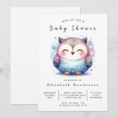 Woods Editable Owl Baby Dusche Einladung (Vorne/Hinten)