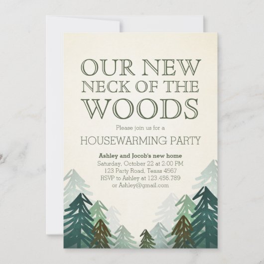 Woods Housewärming Party Einladung Winterwald (Vorderseite)