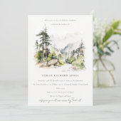 Woods Mountain Landscape Sketch Bridal Shower Einladung (Stehend Vorderseite)