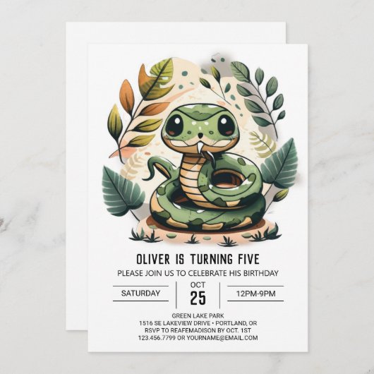 Woods Python Party Birthday Einladung (Vorne/Hinten)