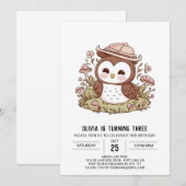 Woods Simple Digital Owl Geburtstag Einladung (Vorne/Hinten)
