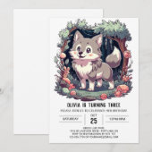 Woods Simple Digital Wolf Geburtstag Einladung (Vorne/Hinten)