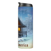 *~* Woods Stream Cabin Night Moon Patriotic Thermosbecher (Nach rechts gedreht)