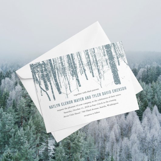 © Woods Trees Forest Winter Wedding Einladung