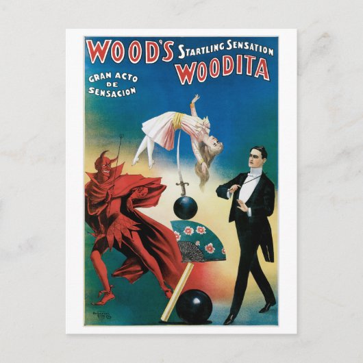 Wood's ~ Woodita Magician Vintag Magic Act Postkarte (Vorderseite)