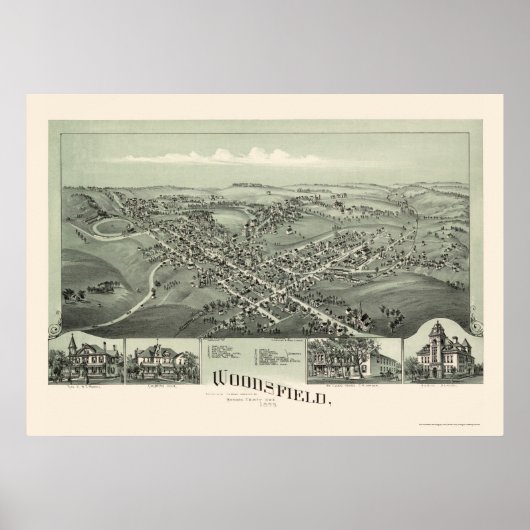 Woodsfield, OH Panorama Karte - 1899 Poster (Vorne)