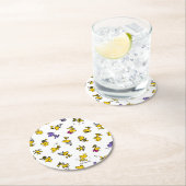 Woodstock Fun Pattern Runder Pappuntersetzer (Vor Ort)