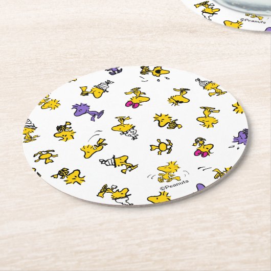 Woodstock Fun Pattern Runder Pappuntersetzer (Angewinkelt)