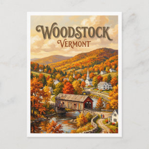 Woodstock Herbst Dorf Vermont Postkarte