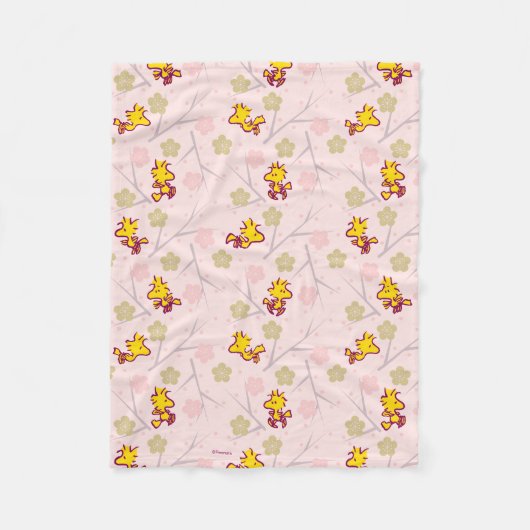 Woodstock Pink Cherry Blossom Pattern Fleecedecke (Vorderseite)