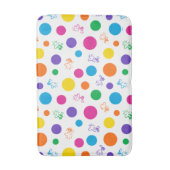 Woodstock Rainbow Polka Dot Pattern Badematte (Vorderseite Vertikal)