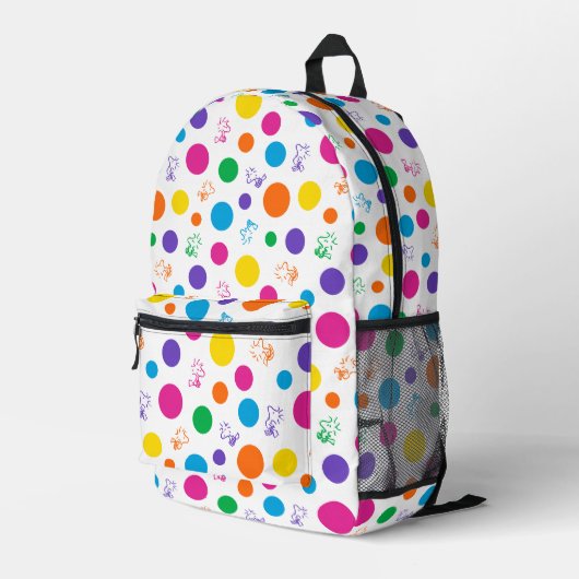 Woodstock Rainbow Polka Dot Pattern Bedruckter Rucksack (Rückseitige Ecke Rechts)