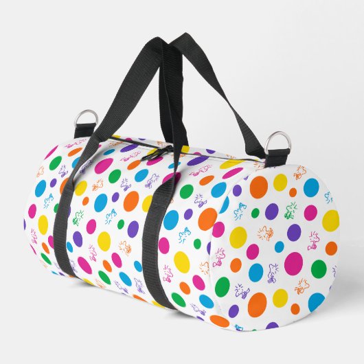 Woodstock Rainbow Polka Dot Pattern Duffle Bag (Linke Seite)