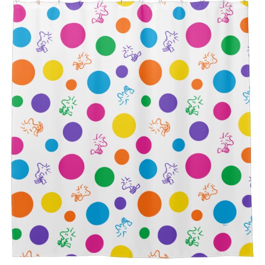Woodstock Rainbow Polka Dot Pattern Duschvorhang (Vorderseite)