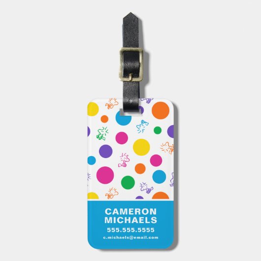 Woodstock Rainbow Polka Dot Pattern Gepäckanhänger (Vorderseite vertikal)