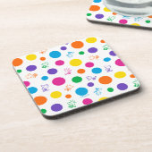 Woodstock Rainbow Polka Dot Pattern Getränkeuntersetzer (Linke Seite)
