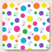 Woodstock Rainbow Polka Dot Pattern Getränkeuntersetzer (Vorderseite)