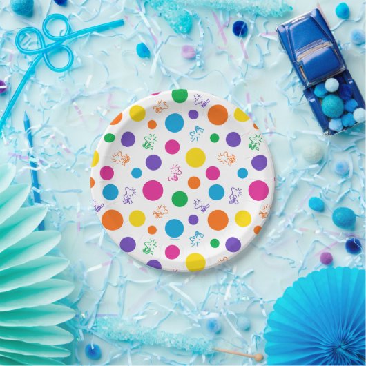 Woodstock Rainbow Polka Dot Pattern Pappteller (Party)