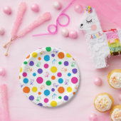 Woodstock Rainbow Polka Dot Pattern Pappteller (Party)