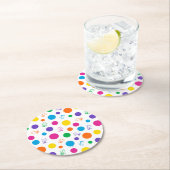 Woodstock Rainbow Polka Dot Pattern Runder Pappuntersetzer (Vor Ort)