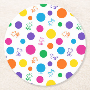 Woodstock Rainbow Polka Dot Pattern Runder Pappuntersetzer