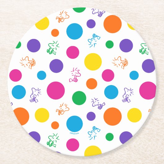Woodstock Rainbow Polka Dot Pattern Runder Pappuntersetzer (Vorderseite)