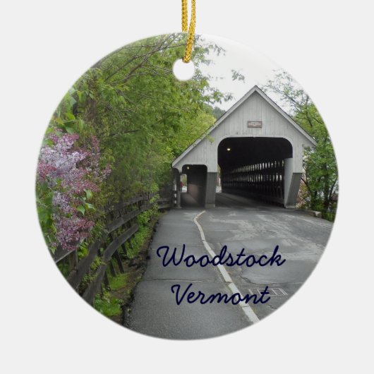Woodstock überdachte Brücke, Vermont Keramik Ornament (Vorne)