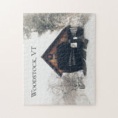 Woodstock Vermont Covered Bridge in Snow Puzzle (Vertikal)
