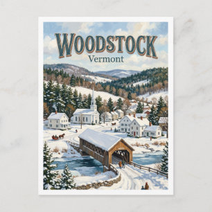 Woodstock Winter Village Vermont Postkarte