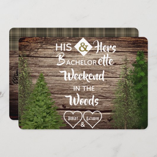 Woodsy Bachelor/Bachelorette Kombiniertes Party Ei Einladung (Vorne/Hinten)