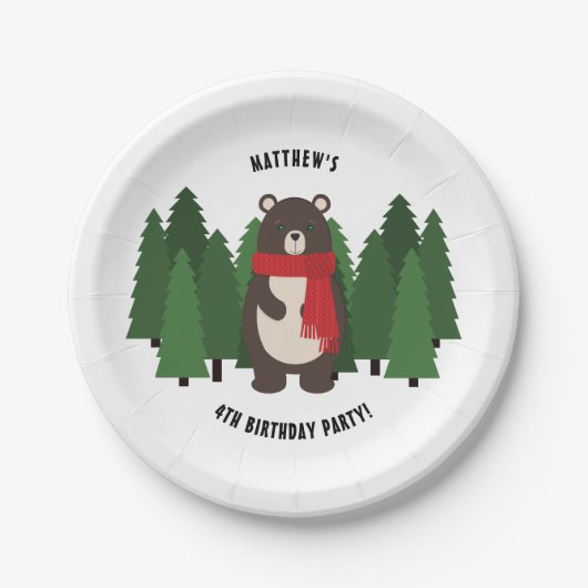 Woodsy Bär Pappteller (Vorderseite)