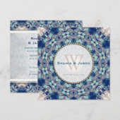 Woodsy Boho Folk Navy BlueMonogram Einladung (Vorne/Hinten)