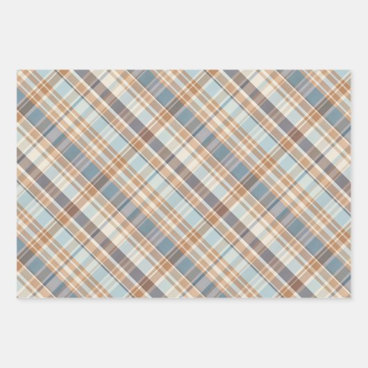 Woodsy Brown, Grays, Tan & Creme Kariert Geschenkpapier Set (Vorderseite)