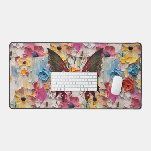 Woodsy Butterfly Auf Blume Schreibtisch Mat Schreibtischunterlage (Tastatur & Maus)