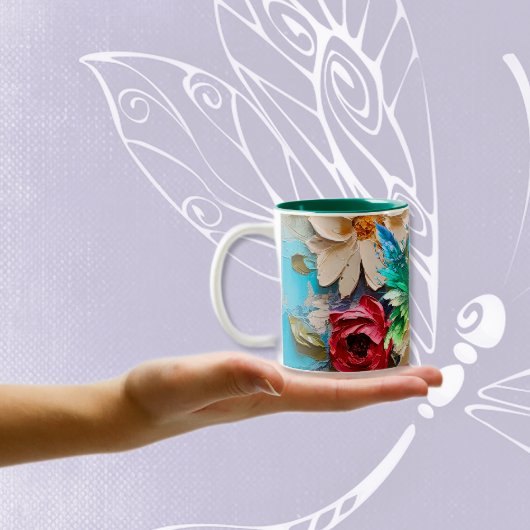 Woodsy Butterfly über Florals Zweifarbige Tasse