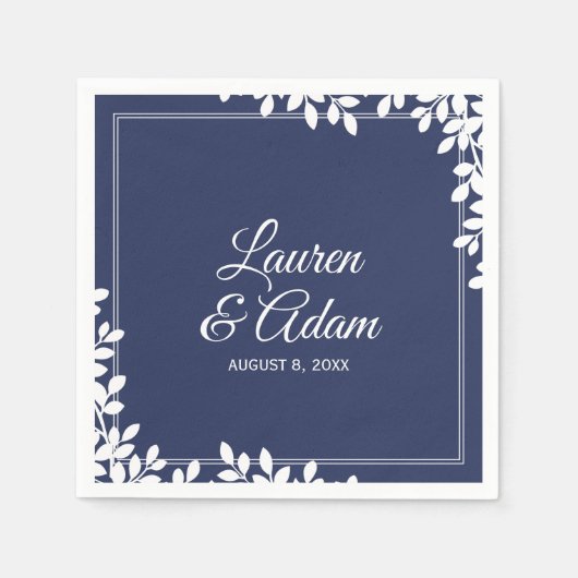 Woodsy Cocktail Napkins | Leaf Frame (Mitternacht) Serviette (Vorderseite)